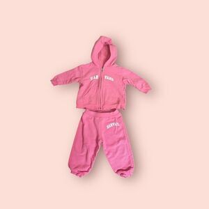 College Kids Harvard University Pink Sweat Set Hoodie Jogger Sz 12M